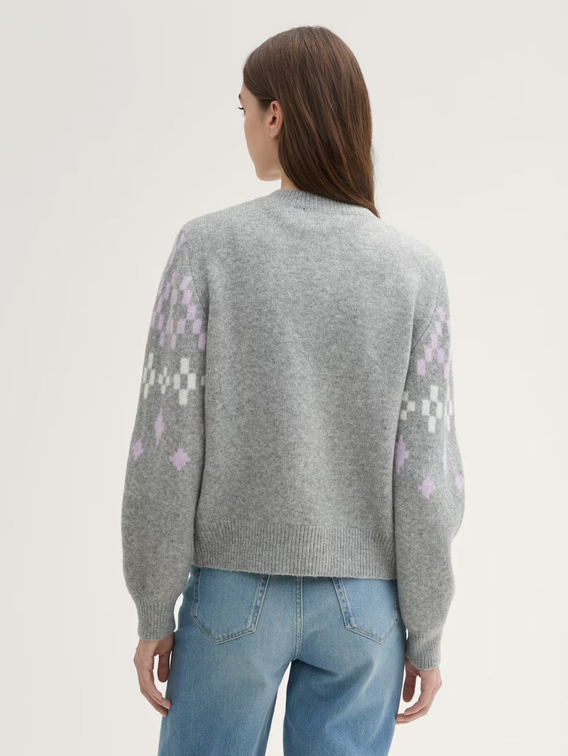 Cardigan gris carreaux