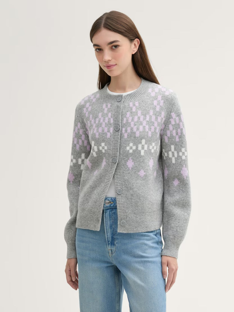 Cardigan gris carreaux