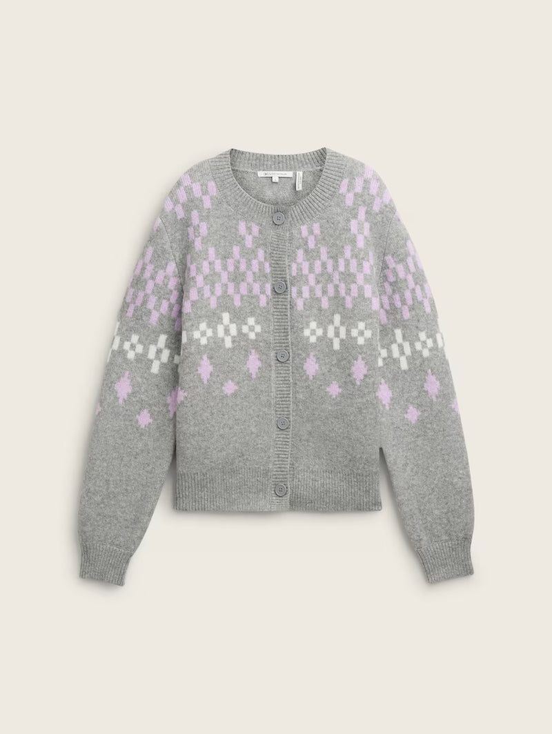 Cardigan gris carreaux