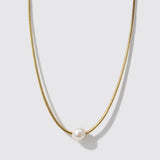 Collier en maille serpent dorée en acier inoxydable avec perle
